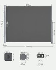 Songmics Stranska tenda, 160x300 cm, siva