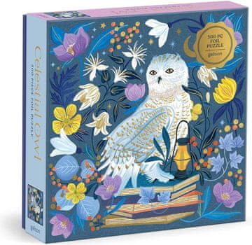 Galison Kovinska kvadratna sestavljanka Nebeška sova 500 kosov