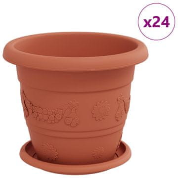 Vidaxl Lončki za rastline 24 pcs Kamnito rdeča Ø 26 x 21.5 cm Plastika