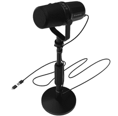 Genesis RADIUM 750D profesionalni mikrofon, namizni / studijski, 96kHz / 24-bit, gumb MUTE / GAIN, konektor XLR / USB Type-C, črn
