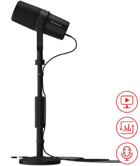 Genesis RADIUM 750D profesionalni mikrofon, namizni / studijski, 96kHz / 24-bit, gumb MUTE / GAIN, konektor XLR / USB Type-C, črn
