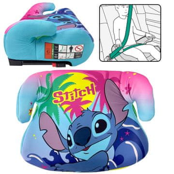 Disney DISNEY Lilo Stitch ISOFIX sedež, avtomobilski sedež, podstavek za avtomobilski sedež za deklice 22-36 kg, 125-150 cm