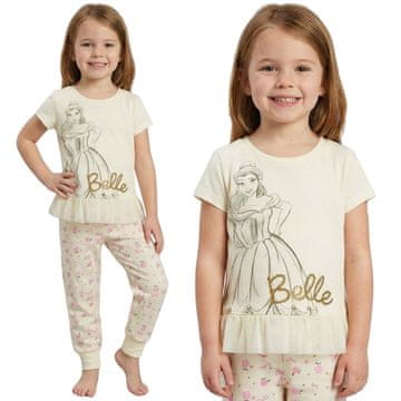 Disney DISNEY Belle Bombažne pižame za deklice, dvodelne pižame s kratkimi rokavi, 100% bombaž