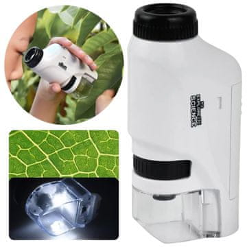 sarcia.eu Prenosni mikroskop za otroke s povečavo 60–120x – žepni izobraževalni ročni mikroskop z LED-osvetlitvijo