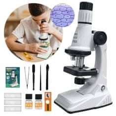 sarcia.eu Otroški izobraževalni mikroskop 1200x, znanstveni komplet z dodatki za otroke, LED