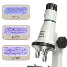 sarcia.eu Otroški izobraževalni mikroskop 1200x, znanstveni komplet z dodatki za otroke, LED