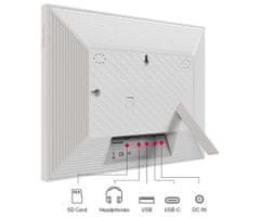 Thomson F10 pametni digitalni foto okvir, 25.6cm (10.1"), HD IPS na dotik, aplikacija, USB-A, USB-C, bel