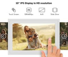 Thomson F10 pametni digitalni foto okvir, 25.6cm (10.1"), HD IPS na dotik, aplikacija, USB-A, USB-C, bel