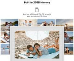 Thomson F10 pametni digitalni foto okvir, 25.6cm (10.1"), HD IPS na dotik, aplikacija, USB-A, USB-C, bel