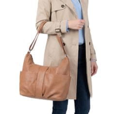 atmosphere Velika karamelno obarvana ženska torba preko ramena – prostorna, zunanji žepi, eko usnje