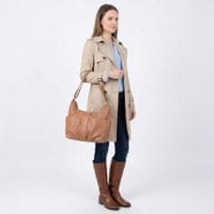 atmosphere Velika karamelno obarvana ženska torba preko ramena – prostorna, zunanji žepi, eko usnje