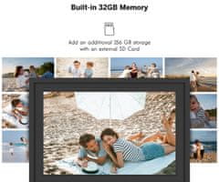 Thomson F10 pametni digitalni foto okvir, 25.6cm (10.1"), HD IPS na dotik, aplikacija, USB-A, USB-C, črn