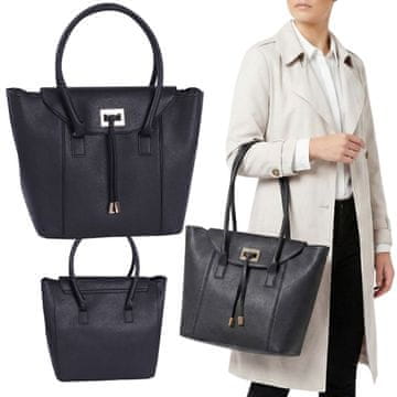 atmosphere Elegantna, črna ženska torbica, prostorna torba za nakupovanje, shopper, iz umetnega usnja