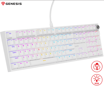 Genesis Thor 404 gaming mehanska tipkovnica, Gateron Yellow Pro, RGB, Hot-Swap, bela