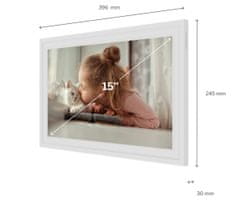 Thomson F15 pametni digitalni foto okvir, 39.6cm, Full HD IPS zaslon na dotik, aplikacija, USB-A, USB-C, bel