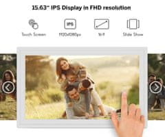 Thomson F15 pametni digitalni foto okvir, 39.6cm, Full HD IPS zaslon na dotik, aplikacija, USB-A, USB-C, bel