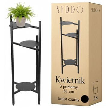 shumee Kovinsko stojalo za rože, stoječe stojalo za rože, rastline, lonci, 3 police, loft 81