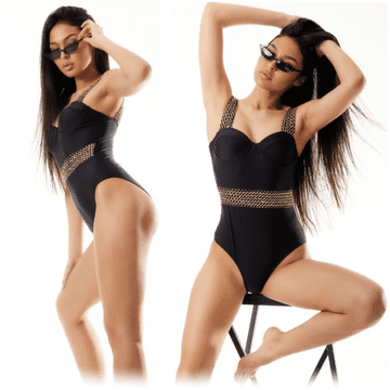 shumee Ženske podložene push-up kopalke črno-zlate pin-up Ženske podložene push-up kopalke črno-zlate pin-up l