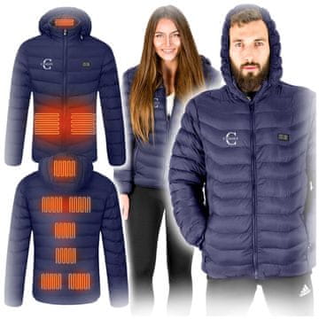 shumee USB ogrevana jakna za ženske in moške, prešita zimska, topla, plus velikost XL. Temno modra ogrevana jakna, velikost XXL.