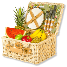 shumee Pletena košara za piknik s termo torbo in jedilnim priborom za 2 osebi, praktično darilo