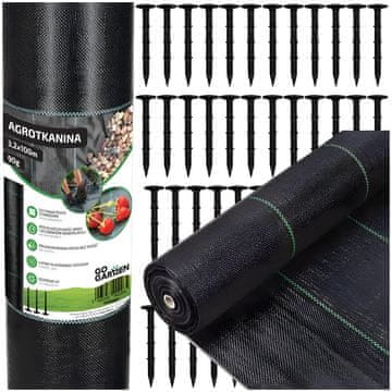 shumee Agrotekstilna tkanina za mulčenje proti plevelu 3,2x100m 90g zatiči