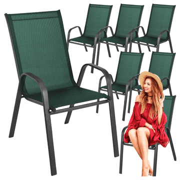 shumee Kovinski vrtni stoli za teraso, balkon, vrtni fotelj zelene barve, komplet 6 kosov
