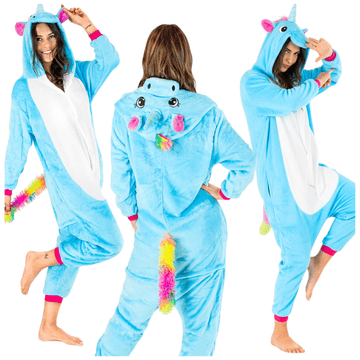 shumee Pižama samorog modra kigurumi onesie ženska pižama moška mehka velikost S
