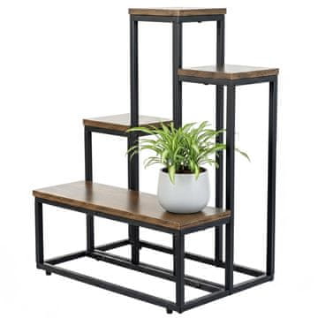 shumee Stojalo za rože in rastline, kovinsko loft, 6 loncev, industrijsko, 68 cm