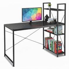 shumee Črna loft računalniška miza s kovinskimi policami za igranje iger in šolsko uporabo