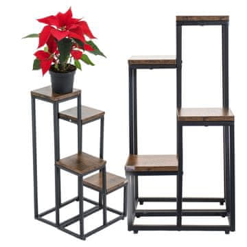 shumee Stojalo za rože, polica za rože, rastline, lončke, prostostoječe, 4 police, podstrešje