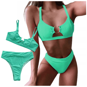 shumee Dvodelne kopalke z visokim pasom, zelene, za na plažo, za bazen, M