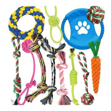 shumee Komplet 12 močnih žvečljivih igrač za pse, močan in vzdržljiv komplet igrač PetJet