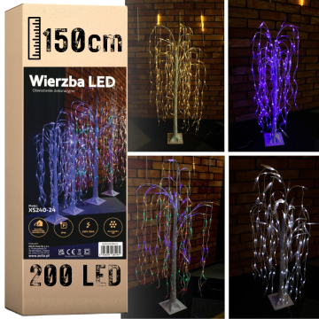 shumee Willow 200 LED svetleča božična dekoracija 150 cm modra