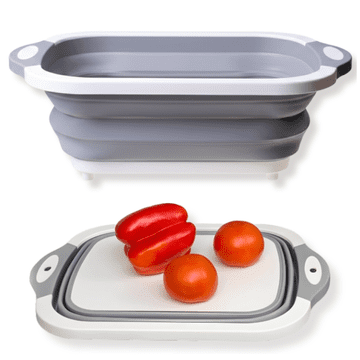 shumee Zložljiva silikonska posoda z odtokom, siva, za zelenjavo, perilo, 6 l