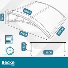 shumee Nadstrešek za vrata 150 x 80 cm siv