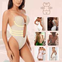 shumee Ženski bodi za oblikovanje postave, vitki modrček za obleko z odprtim hrbtom, velikost L