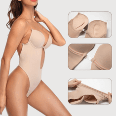 shumee Ženski bodi za oblikovanje postave, vitki modrček za obleko z odprtim hrbtom, velikost L