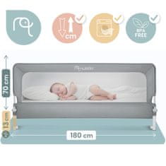 shumee Varnostna pregrada za posteljo, varnostna vrata, ključavnica, 180 cm, Nukido NK-228, siva