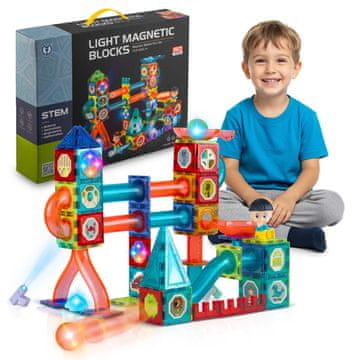 Ricokids Magnetni izobraževalni gradbeni bloki z lučko, 150 kosov, RK-782 Ricokids