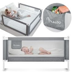 shumee Varnostna ograja za posteljo, varnostna vrata, ključavnica, 200 cm, Nukido NK-227, siva