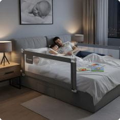 shumee Varnostna ograja za posteljo, varnostna vrata, ključavnica, 200 cm, Nukido NK-227, siva