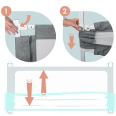 shumee Varnostna ograja za posteljo, varnostna vrata, ključavnica, 200 cm, Nukido NK-227, siva