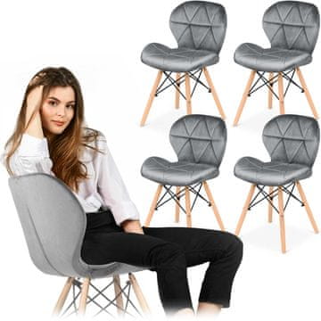 shumee Sodoben žameten skandinavski stol Sofotel Sigma - siv 4 kosi