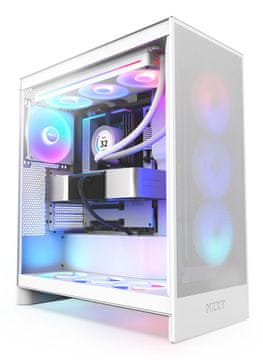 NZXT NZXT H7 Flow RGB kućište, Midi Tower, ATX, Bijelo, Kaljeno staklo, RGB osvjetljenje
