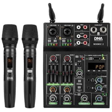 N.A.I. DNA MIXMIC 2 komplet: USB avdio mešalna miza + 2 brezžična mikrofona, črna/zelena