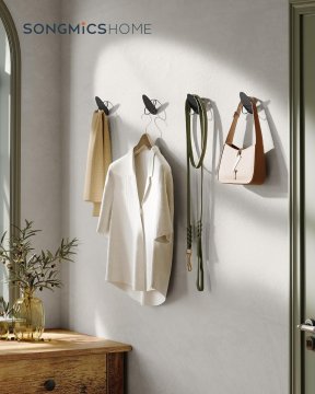 Songmics Stenski kavelj, 4 kos, 7,2x5,2x8,5 cm, črna