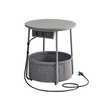 Songmics Stranska mizica, 45x45x50 cm, siva, s prostorom za shranjevanje