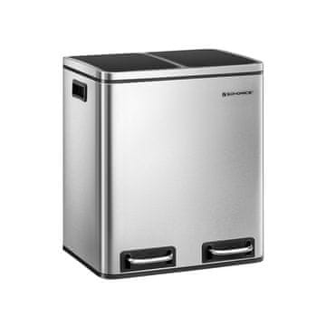 Songmics Zabojnik za recikliranje, 41x36x47 cm, srebrna, črna