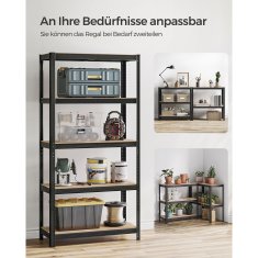 Songmics Polična enota, 5-nadstropna, set 2 kosov, 40x90x180 cm, črna