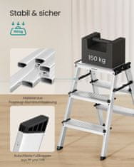 Songmics Stopnišče 44x68x20 cm Srebrna